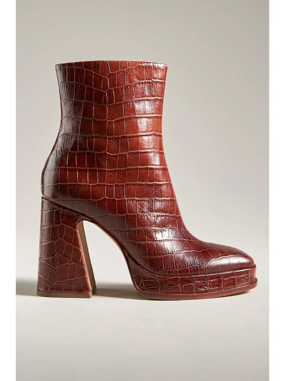 Dolce Vita Lochly Croc Leather Platform Boots Brown Size 6.5